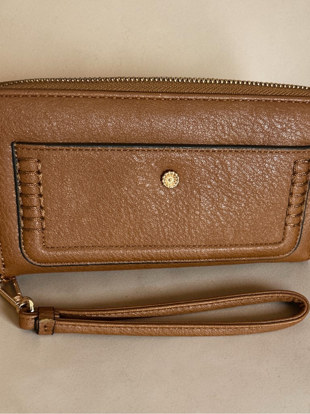 LC Lauren Conrad Brown Wristlet Clutch with Gold Accent